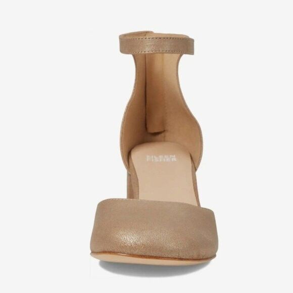 Eileen Fisher Indi Metallic Ankle-Grip Pumps in Suede Platinum Pumps Size 8 - Picture 15 of 16